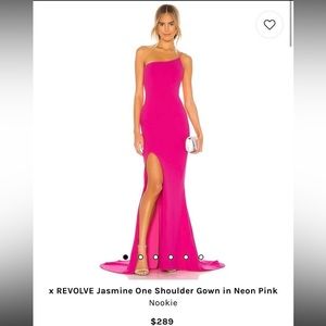revolve nookie jasmine one shoulder gown in neon pink size xs